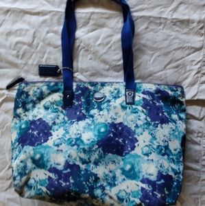 Coach Blue Floral Weekender Bag w/pouch